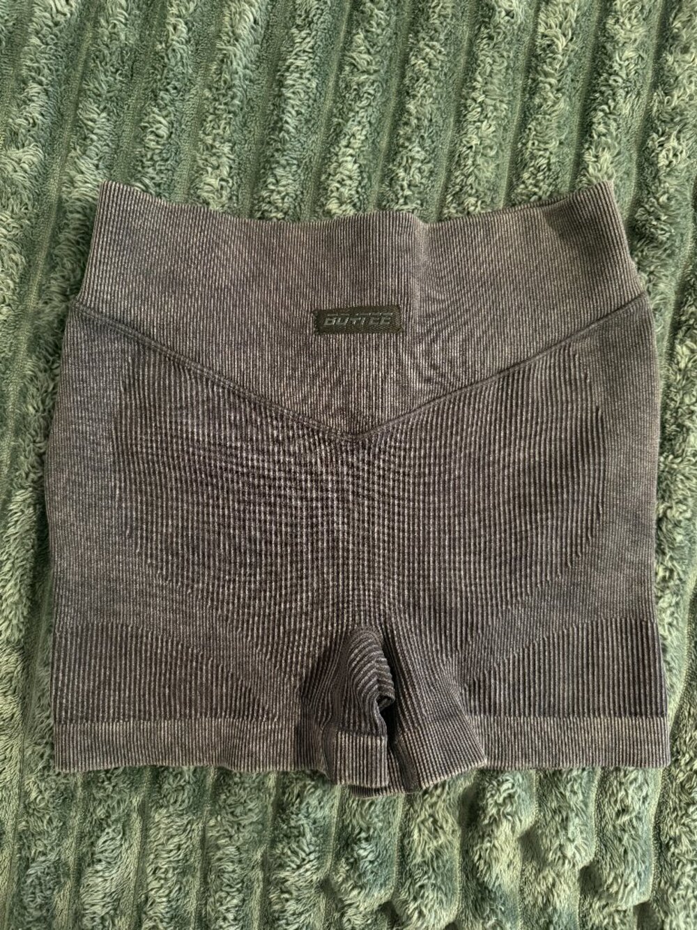 Bo + Tee Grey Ribbed Finesse Mini Shorts XS/S